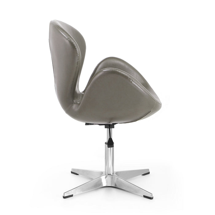 Manhattan Comfort Raspberry Polished Chrome Faux Leather Adjustable Swivel Chair - Pebble