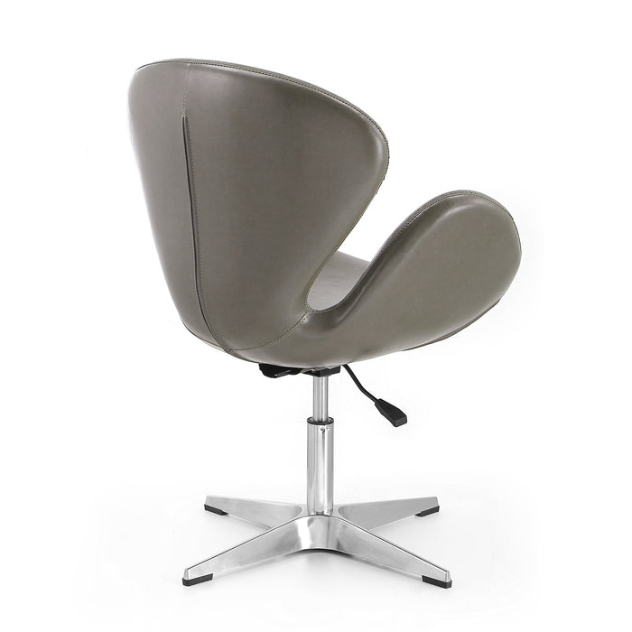 Manhattan Comfort Raspberry Polished Chrome Faux Leather Adjustable Swivel Chair - Pebble