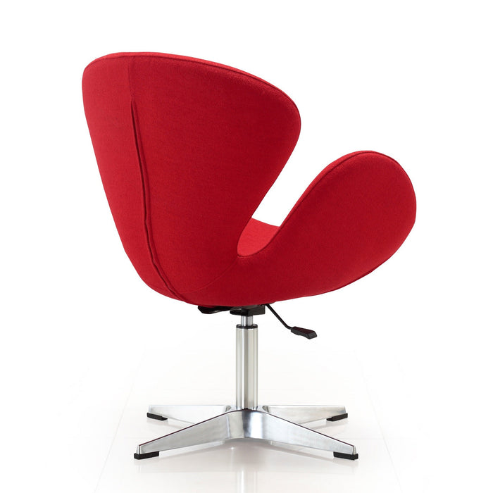 Manhattan Comfort Raspberry Polished Chrome Wool Blend Adjustable Swivel Chair - Red