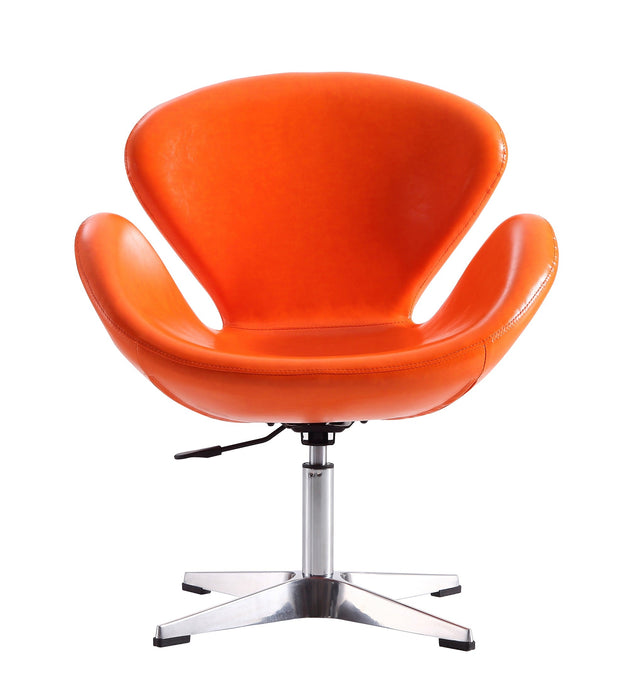 Manhattan Comfort Raspberry Polished Chrome Faux Leather Adjustable Swivel Chair - Tangerine