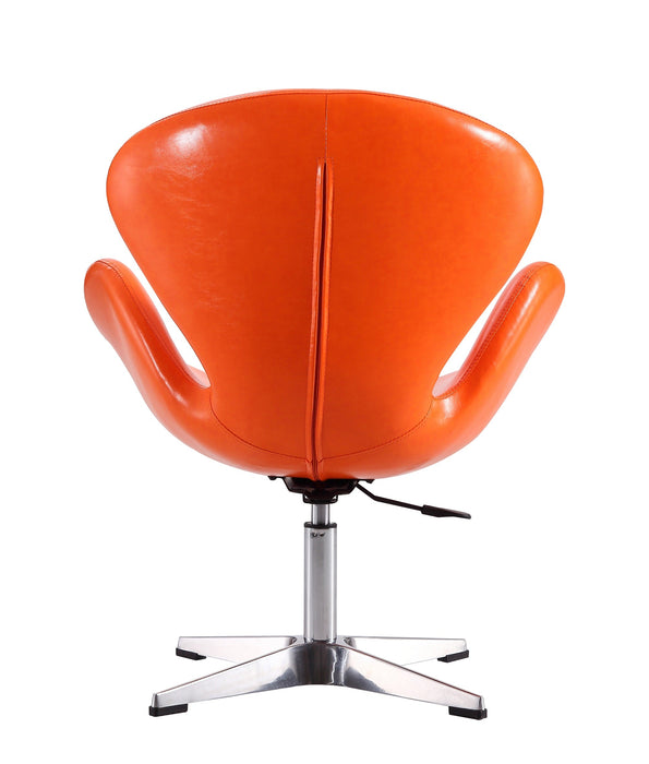 Manhattan Comfort Raspberry Polished Chrome Faux Leather Adjustable Swivel Chair - Tangerine