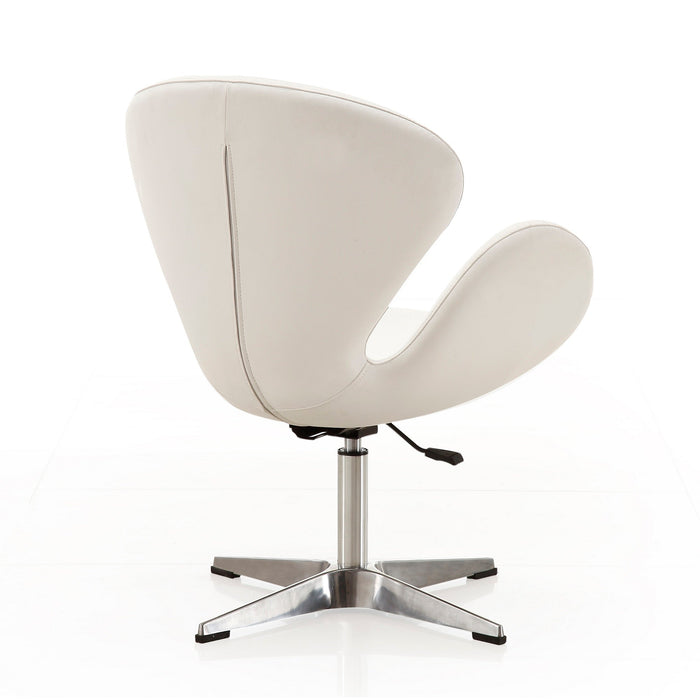 Manhattan Comfort Raspberry Polished Chrome Faux Leather Adjustable Swivel Chair - White