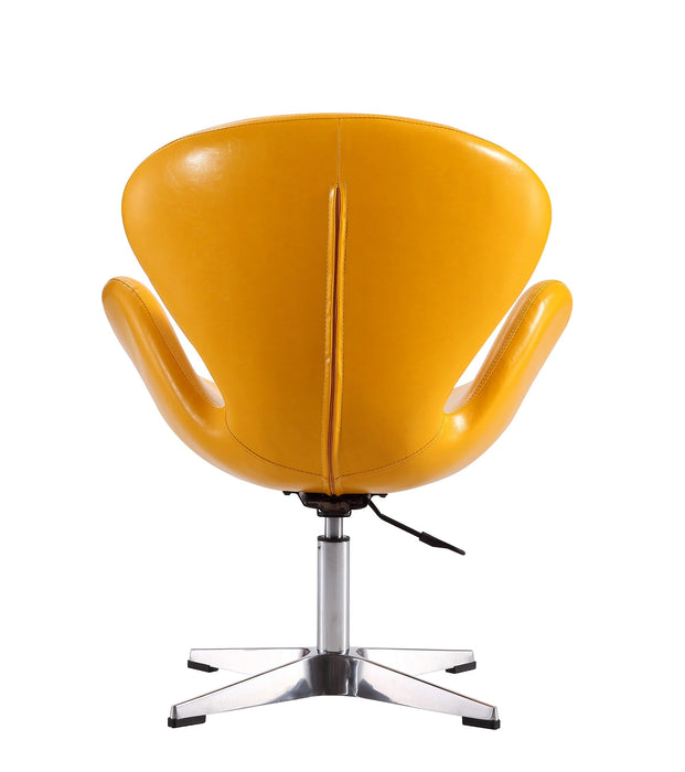 Manhattan Comfort Raspberry Polished Chrome Faux Leather Adjustable Swivel Accent Chair - Yellow