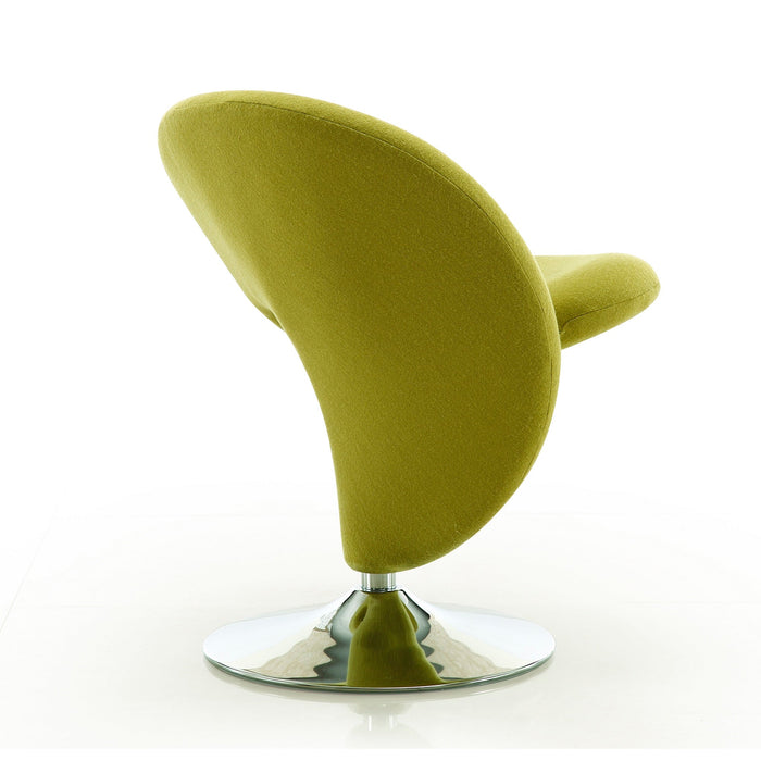Manhattan Comfort Curl Polished Chrome Wool Blend Swivel Accent Chair - Green