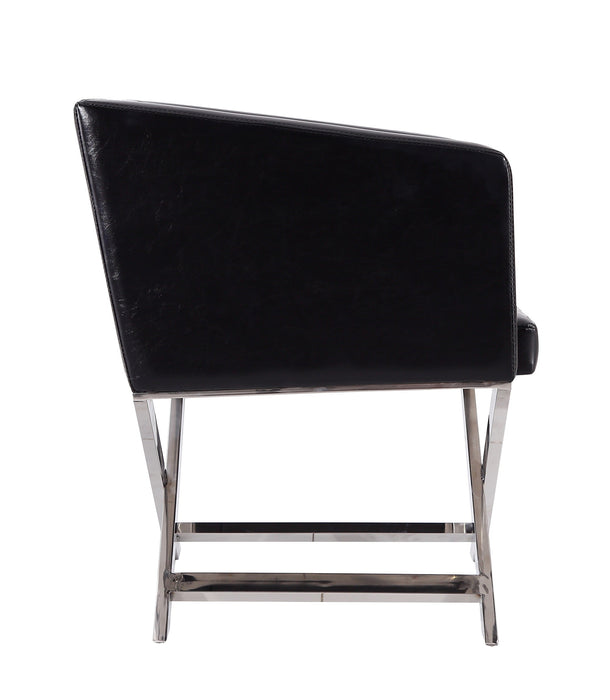 Manhattan Comfort Hollywood Polished Chrome Faux Leather Lounge Accent Chair - Black