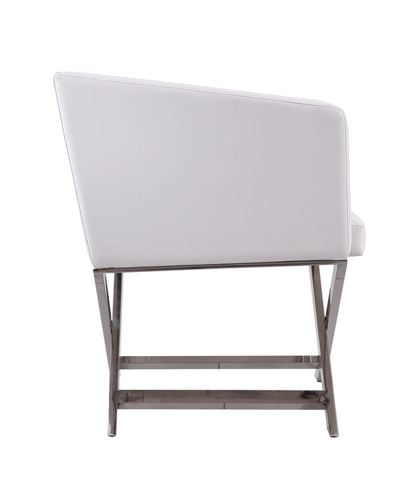 Manhattan Comfort Hollywood Polished Chrome Faux Leather Lounge Accent Chair - White