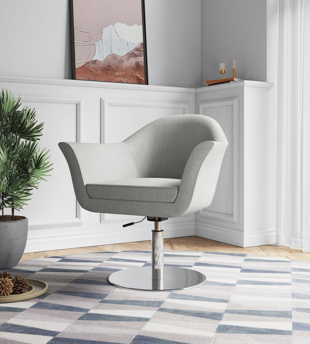 Manhattan Comfort Voyager Brushed Metal Woven Swivel Adjustable Accent Chair - Barley