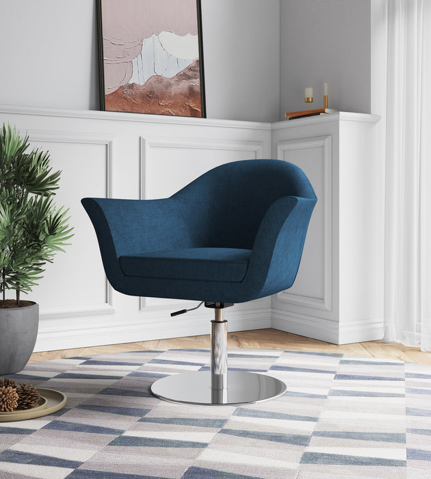 Manhattan Comfort Voyager Brushed Metal Woven Swivel Adjustable Accent Chair - Smokey Blue