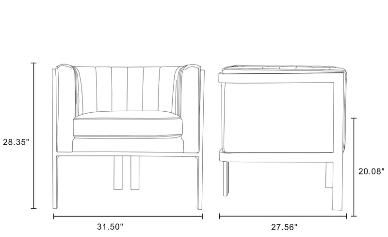 Manhattan Comfort Paramount Polished Brass Velvet Accent Armchair - Royal Blue