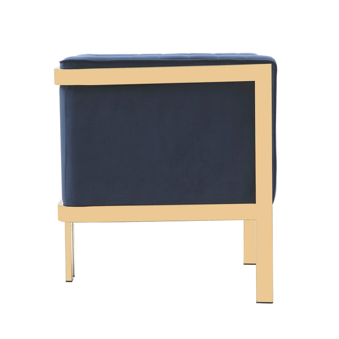 Manhattan Comfort Paramount Polished Brass Velvet Accent Armchair - Royal Blue