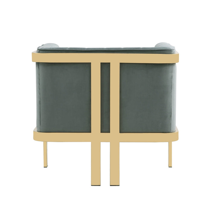 Manhattan Comfort Paramount Polished Brass Velvet Accent Armchair - Warm Grey