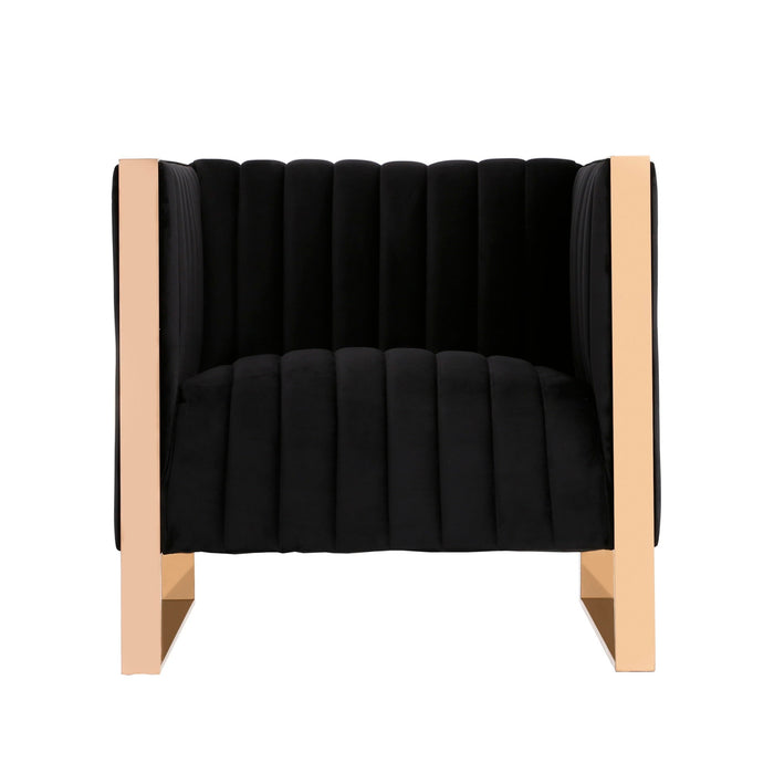 Manhattan Comfort Trillium Velvet Accent Chair - Black & Gold