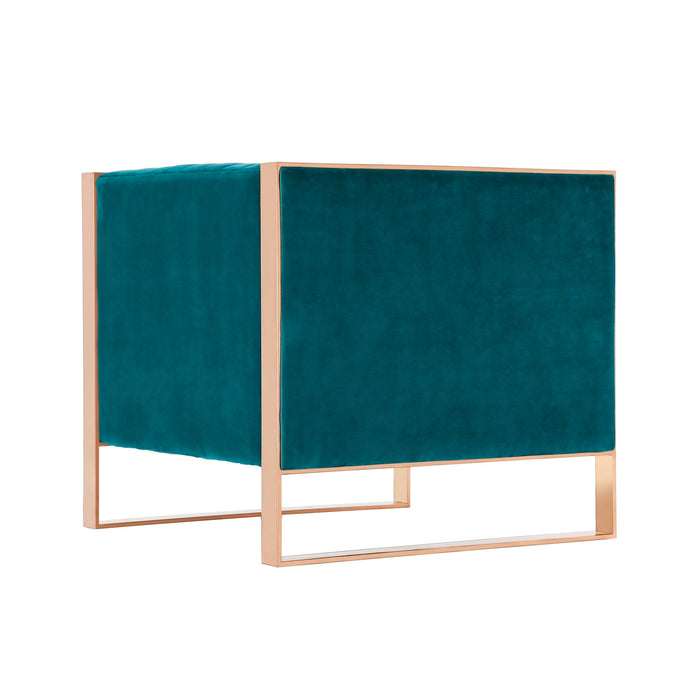 Manhattan Comfort Trillium Velvet Accent Chair - Teal & Gold
