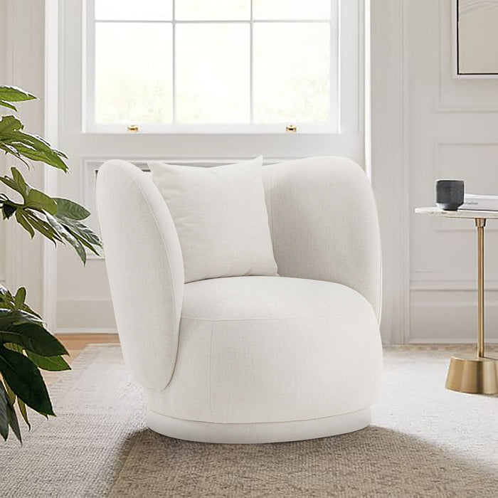 Manhattan Comfort Contemporary Siri Linen Weave Accent Chair with Pillows - Cream
