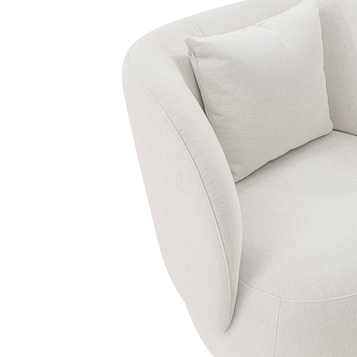 Manhattan Comfort Contemporary Siri Linen Weave Accent Chair with Pillows - Cream