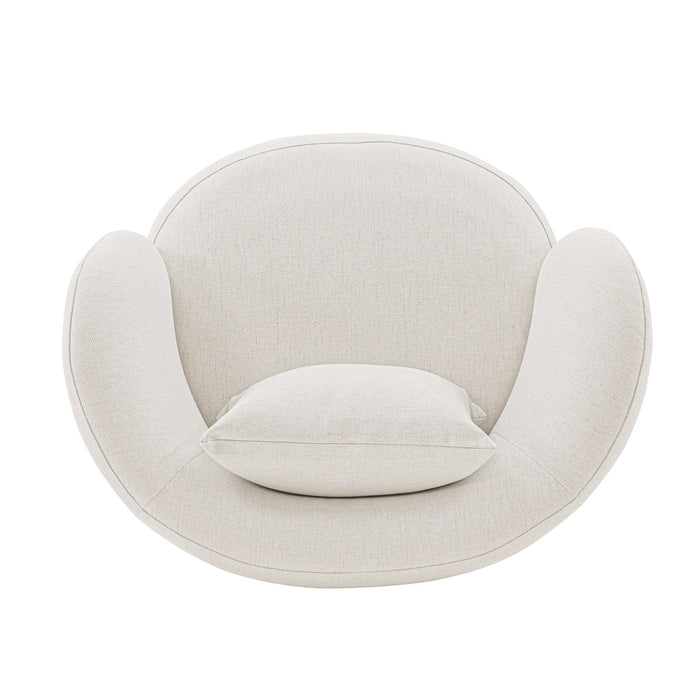 Manhattan Comfort Contemporary Siri Linen Weave Accent Chair with Pillows - Cream