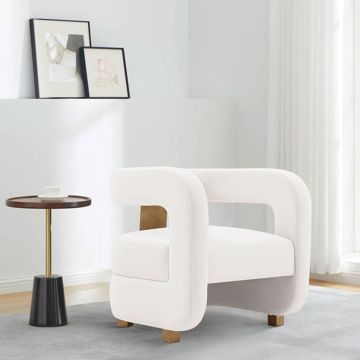 Manhattan Comfort Modern Amirah Velvet Accent Chair - White