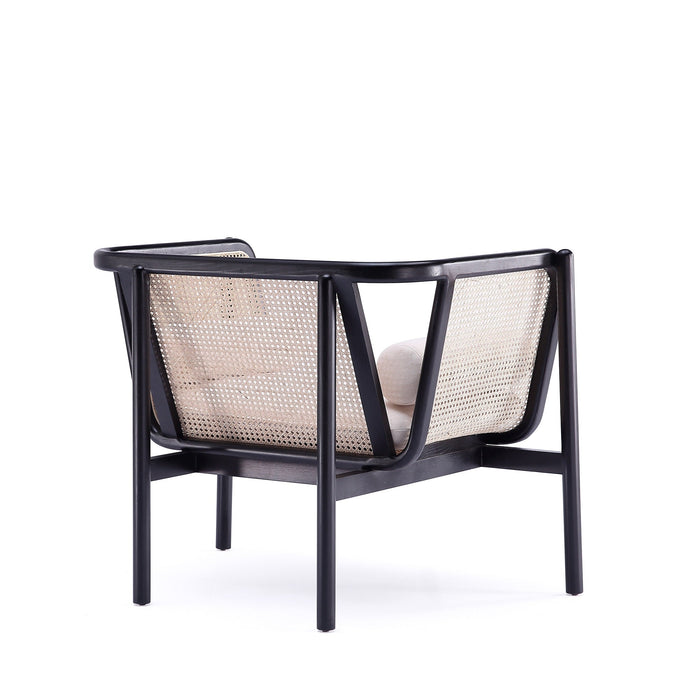 Manhattan Comfort Versailles Accent Chair - Black, Natural Cane & Cream