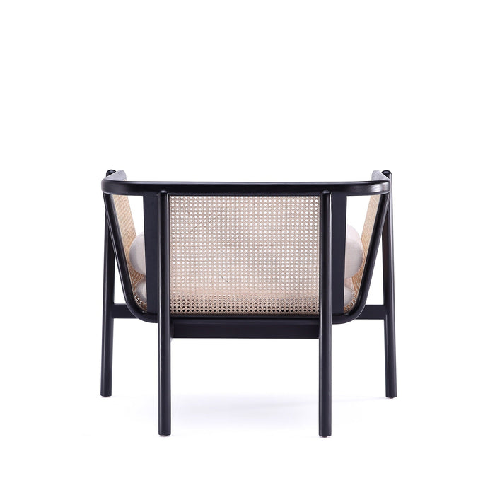 Manhattan Comfort Versailles Accent Chair - Black, Natural Cane & Cream