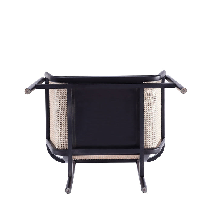 Manhattan Comfort Versailles Accent Chair - Black, Natural Cane & Cream