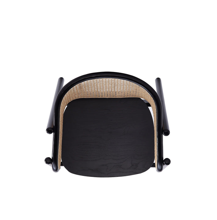 Manhattan Comfort Versailles Armchair - Black & Natural Cane