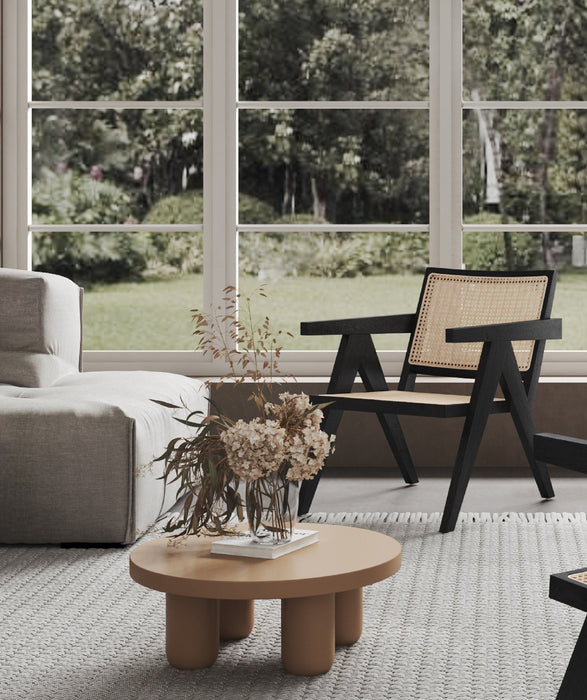 Manhattan Comfort Hamlet Accent Chair - Black & Natural Cane