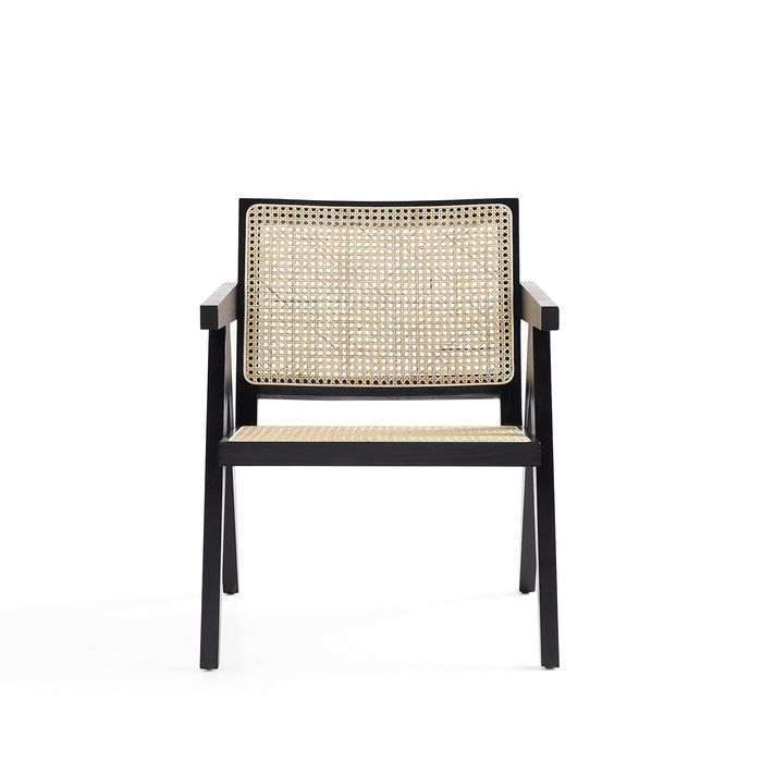 Manhattan Comfort Hamlet Accent Chair - Black & Natural Cane