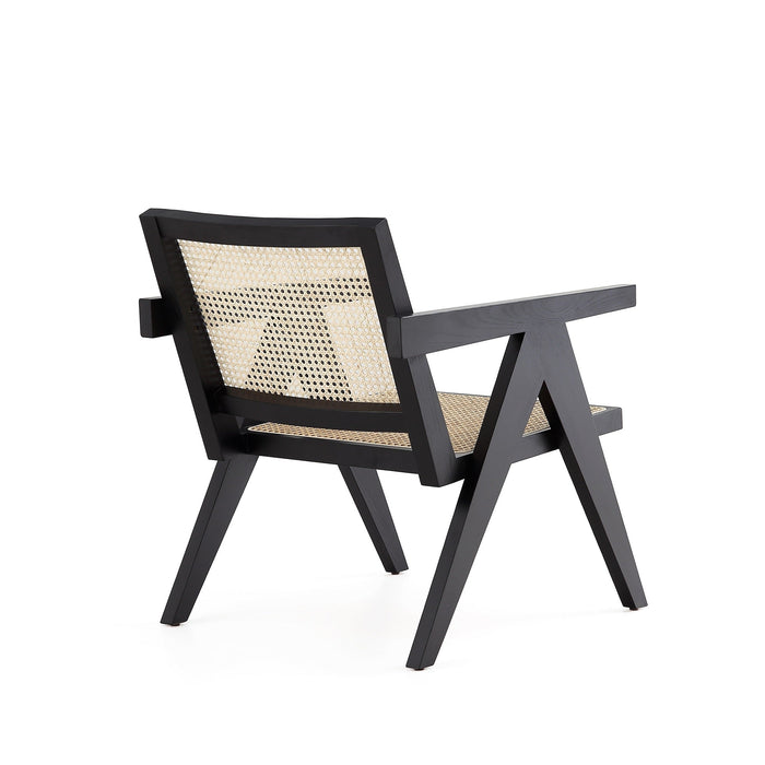Manhattan Comfort Hamlet Accent Chair - Black & Natural Cane