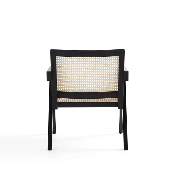 Manhattan Comfort Hamlet Accent Chair - Black & Natural Cane