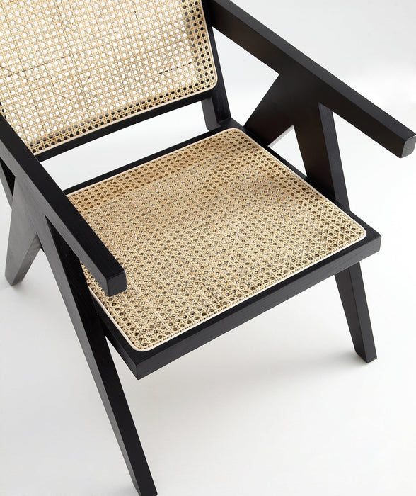 Manhattan Comfort Hamlet Accent Chair - Black & Natural Cane