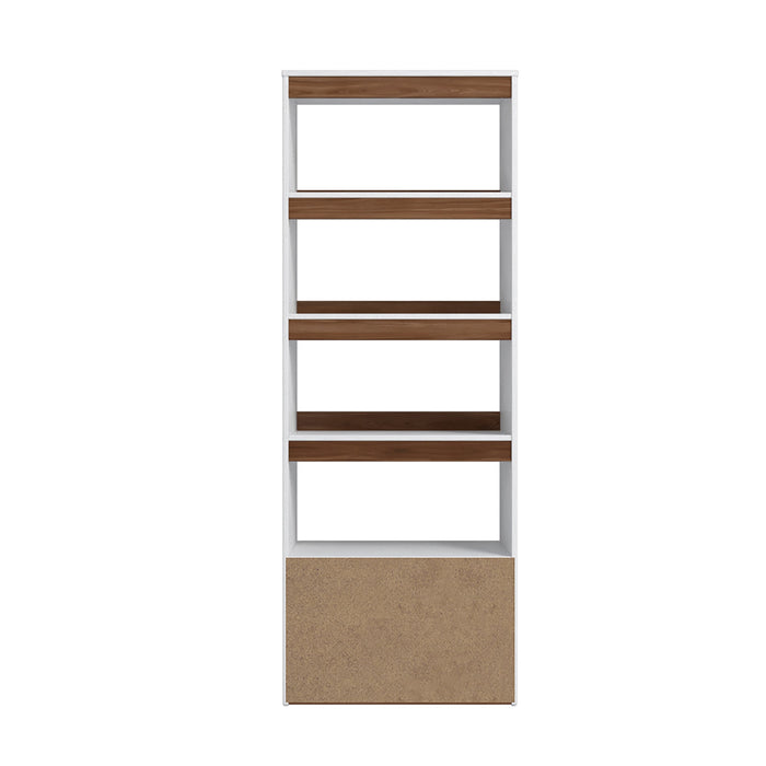 Manhattan Comfort Mid-Century Modern Ratzer Bookcase with 5 Shelves - White & Brown