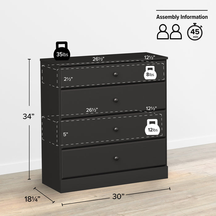 Astrid 4-Drawer Dresser - Black