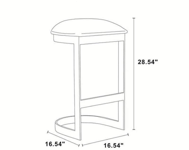 Manhattan Comfort Aura 28.54\" Polished Brass Stainless Steel Barstool - White