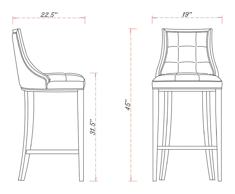 Manhattan Comfort Fifth Avenue 45\" Beech Wood Barstool - Bronze & Walnut