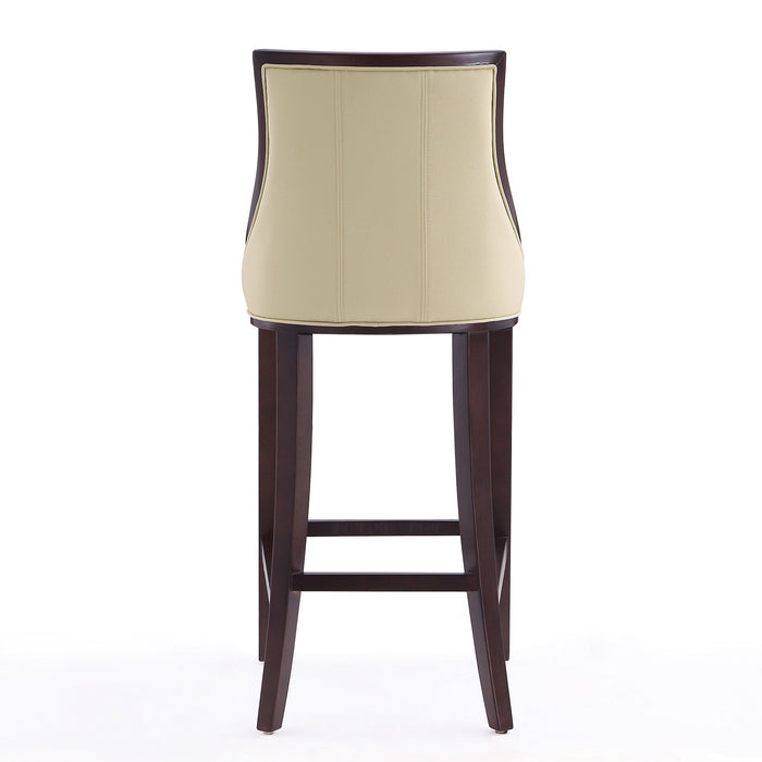 Manhattan Comfort Fifth Avenue 45\" Beech Wood Barstool - Cream & Walnut