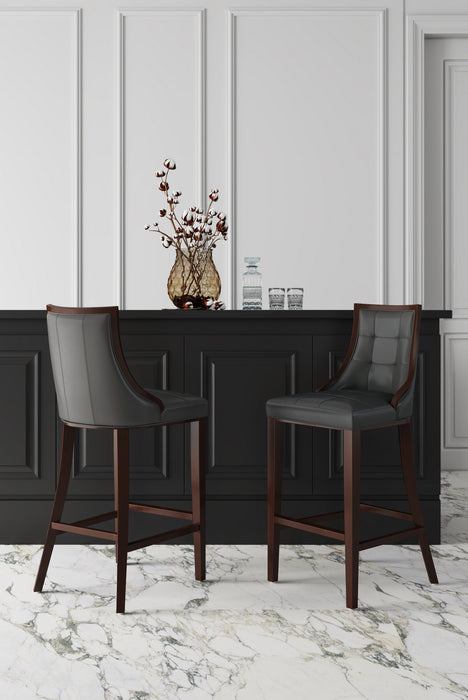 Manhattan Comfort Fifth Avenue Faux Leather Barstool - Pebble Grey