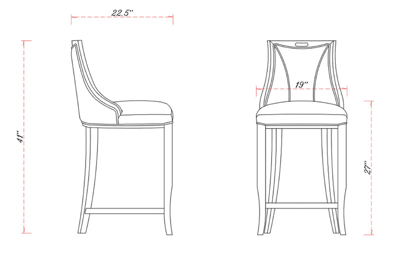 Manhattan Comfort Emperor 41\" Beech Wood Barstool - Bronze & Walnut