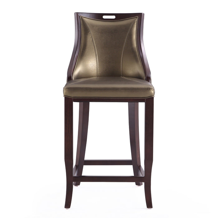 Manhattan Comfort Emperor 41\" Beech Wood Barstool - Bronze & Walnut