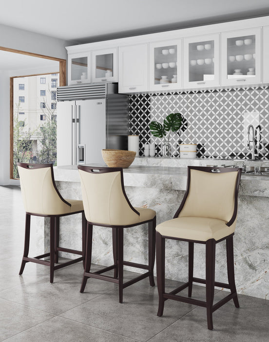 Manhattan Comfort Emperor 41\" Beech Wood Barstool - Cream & Walnut