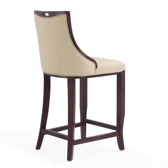 Manhattan Comfort Emperor 41\" Beech Wood Barstool - Cream & Walnut