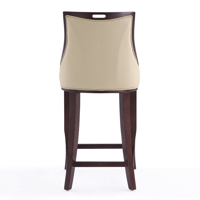 Manhattan Comfort Emperor 41\" Beech Wood Barstool - Cream & Walnut