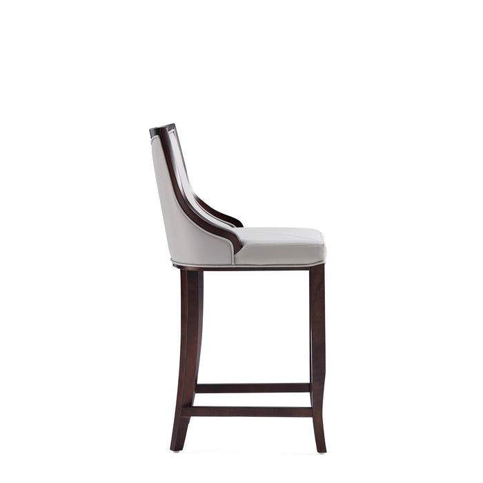 Manhattan Comfort Emperor Faux Leather Barstool - Light Grey
