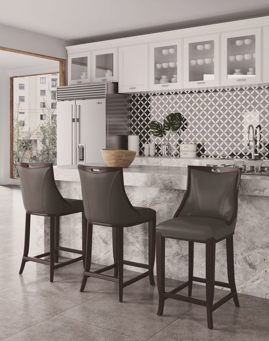 Manhattan Comfort Emperor Faux Leather Barstool - Pebble Grey