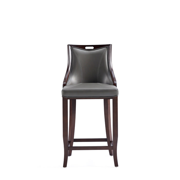 Manhattan Comfort Emperor Faux Leather Barstool - Pebble Grey