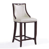 Manhattan Comfort Emperor 41\" Beech Wood Barstool - Pearl White & Walnut