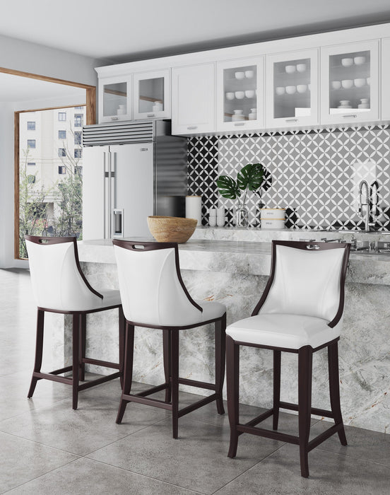 Manhattan Comfort Emperor 41\" Beech Wood Barstool - Pearl White & Walnut