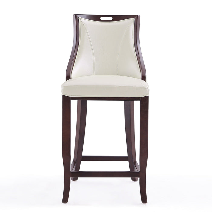 Manhattan Comfort Emperor 41\" Beech Wood Barstool - Pearl White & Walnut
