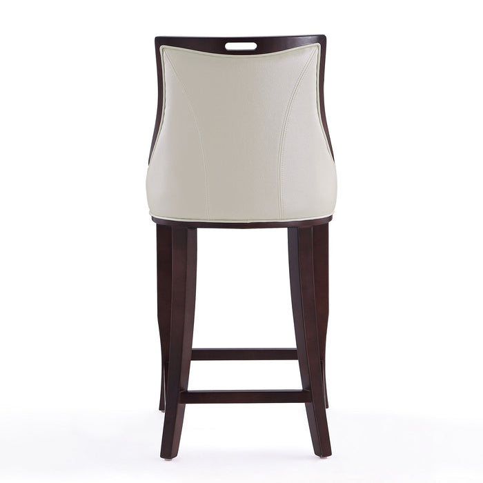 Manhattan Comfort Emperor 41\" Beech Wood Barstool - Pearl White & Walnut