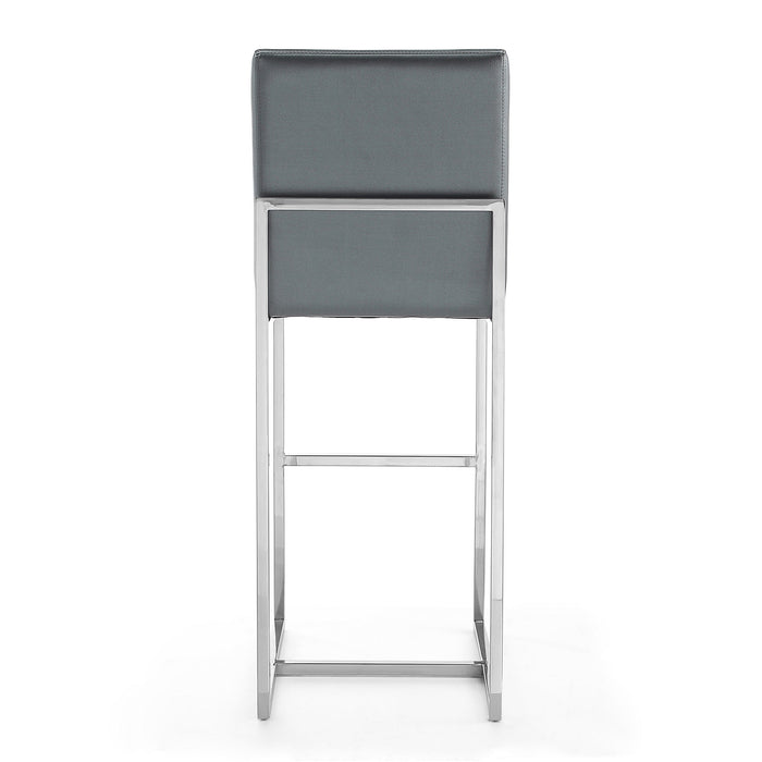 Manhattan Comfort Element 42.13\" Polished Chrome Stainless Steel Barstool - Graphite