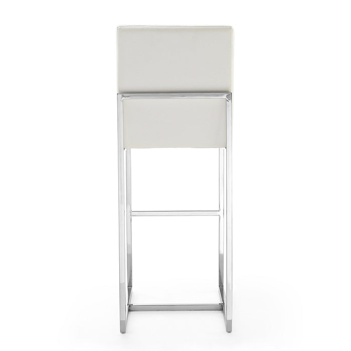 Manhattan Comfort Element 42.13\" Polished Chrome Stainless Steel Barstool - Pearl White